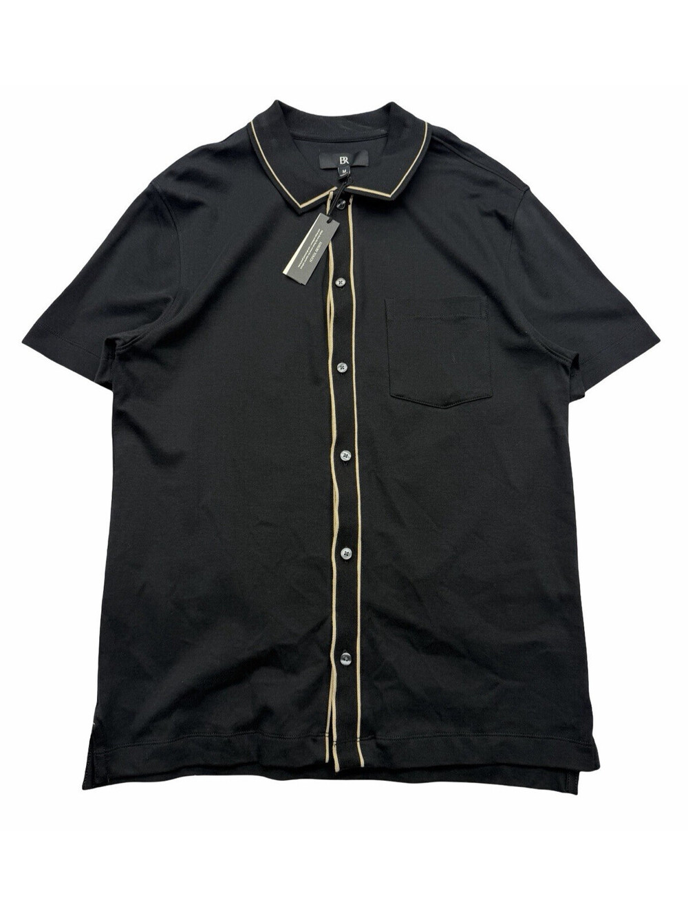 Banana Republic Luxury Touch Polo Shirt Button Up Black Size M